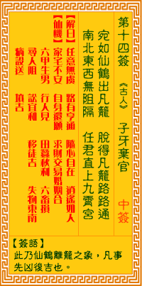 觀音靈簽 第14簽