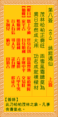 觀音靈簽 第8簽