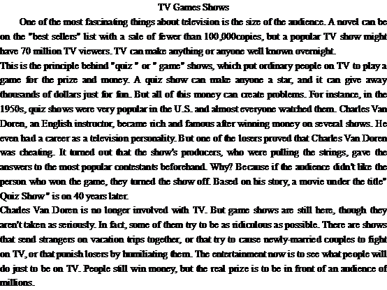 關于電視游戲展示TV Games Shows