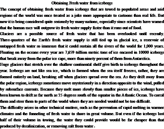 關于從冰山中獲取淡水Obtaining Fresh water from icebergs