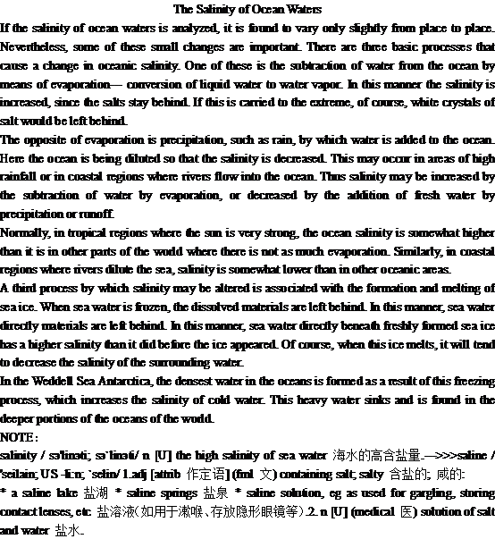 關(guān)于海水鹽度The Salinity of Ocean Waters