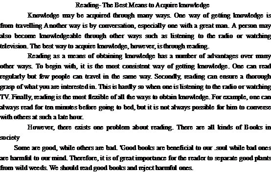 閱讀是獲取知識(shí)的最佳手段Reading- The Best Means to Acquire