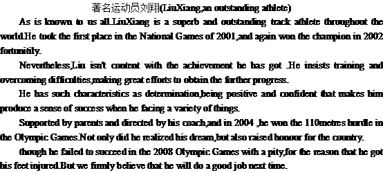 關(guān)于劉翔的英語文章LiuXiang,an outstanding athlete