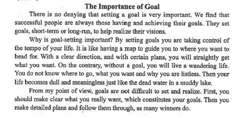 2012年12月英語四級作文預測：樹立目標 www.www.jiazhineng.cn